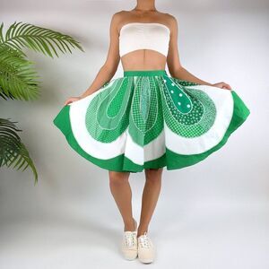 Vintage Y2K High Waisted Green Patchwork St. Patricks Day Mini Skirt / Size: S